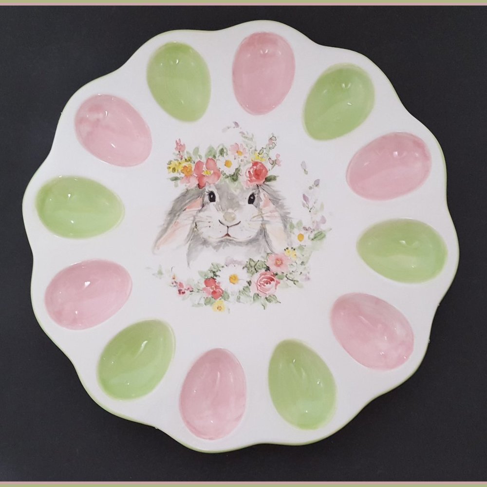 NEW Certified International Sweet Easter Bunny Egg Plate 12.5" Earthenware
